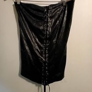 Vintage Lip Service Black Lace-Up Secretary Skirt